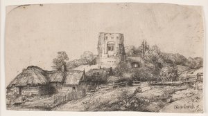 Paesaggio con una torre quadrata da Rembrandt van Rijn