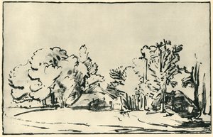 Paesaggio con due cottage, c1650-1655 da Rembrandt van Rijn