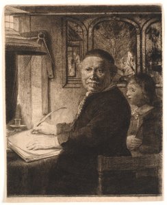 Lieven Williemsz van Coppenol, maestro di scrittura: la lastra più piccola da Rembrandt van Rijn