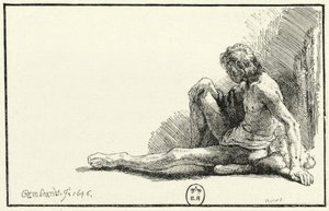 Nudo maschile, seduto a terra da Rembrandt van Rijn