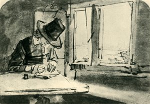 Uomo che disegna alla finestra, metà del XVII secolo, 1943 da Rembrandt van Rijn