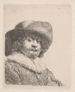 Uomo con cappello a tesa larga e gorgiera da Rembrandt van Rijn