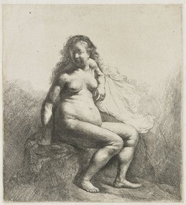 Donna nuda su un tumulo da Rembrandt van Rijn