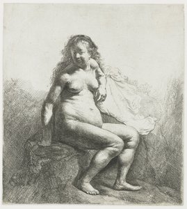 Donna nuda su un tumulo da Rembrandt van Rijn