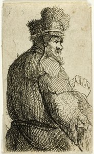 Vecchio visto da dietro, profilo destro: mezza figura da Rembrandt van Rijn