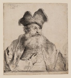 Vecchio con cappello di pelliccia diviso