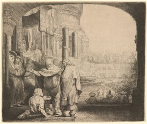 Pietro e Giovanni guariscono lo storpio alla porta del tempio da Rembrandt van Rijn