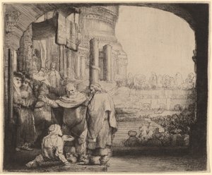 Pietro e Giovanni Guariscono lo Zoppo alla Porta del Tempio da Rembrandt van Rijn