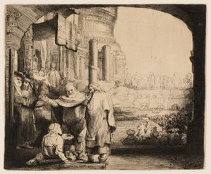 Pietro e Giovanni che guariscono lo storpio alla porta del tempio da Rembrandt van Rijn