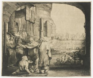 Pietro e Giovanni guariscono lo storpio alla porta del tempio da Rembrandt van Rijn