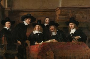 Ritratto dei capi della corporazione dei tessitori ad Amsterdam da Rembrandt van Rijn