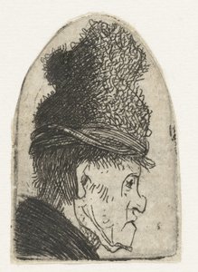 Profilo di un uomo con cappello alto