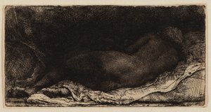 Nudo femminile reclinato da Rembrandt van Rijn
