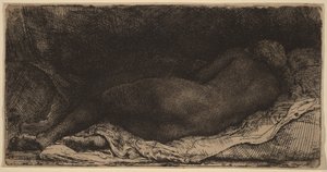 Nudo femminile sdraiato da Rembrandt van Rijn