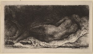 Nudo femminile sdraiato da Rembrandt van Rijn