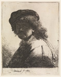 Rembrandt con cappello e sciarpa