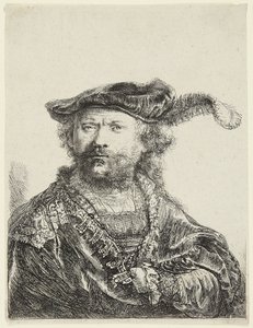 Rembrandt con berretto di velluto da Rembrandt van Rijn