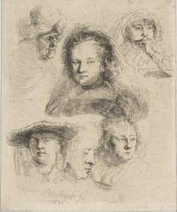 Moglie di Rembrandt e altre cinque teste, 1636 da Rembrandt van Rijn