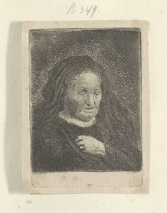 La madre di Rembrandt con la mano sul petto: piccolo busto da Rembrandt van Rijn