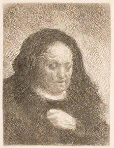 La madre di Rembrandt con la mano sul petto: piccolo busto da Rembrandt van Rijn