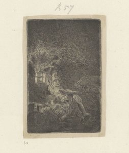 Riposo durante la fuga in Egitto di notte da Rembrandt van Rijn