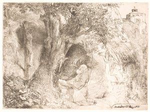 San Francesco sotto un albero, in preghiera
