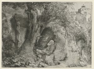San Francesco sotto un albero, in preghiera