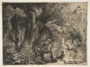 San Francesco sotto un albero, in preghiera da Rembrandt van Rijn
