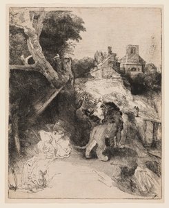 San Girolamo che legge in un paesaggio italiano da Rembrandt van Rijn