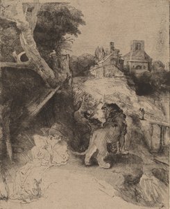 San Girolamo che legge in un paesaggio italiano da Rembrandt van Rijn