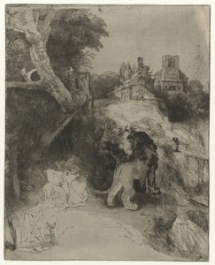 San Girolamo che legge in un paesaggio italiano da Rembrandt van Rijn
