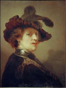 Autoritratto con cappello piumato da Rembrandt van Rijn