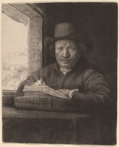 Autoritratto che disegna alla finestra da Rembrandt van Rijn