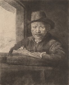 Autoritratto Disegnando alla Finestra da Rembrandt van Rijn