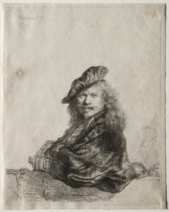 Autoritratto appoggiato a un davanzale di pietra, 1639 da Rembrandt van Rijn