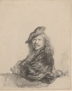 Autoritratto appoggiato a un davanzale da Rembrandt van Rijn