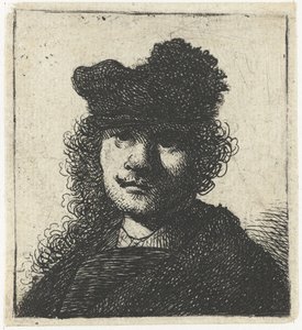 Autoritratto con berretto e mantello scuro: busto, ca 1631