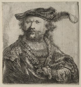 Autoritratto con Berretto di Velluto e Piuma, 1638 da Rembrandt van Rijn