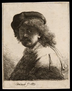 Autoritratto con Berretto e Sciarpa con il Viso Scuro: Busto da Rembrandt van Rijn