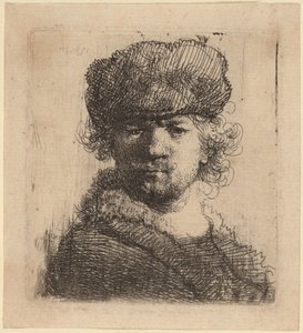 Autoritratto con un pesante cappello di pelliccia da Rembrandt van Rijn