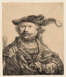 Autoritratto con Berretto di Velluto e Piuma da Rembrandt van Rijn