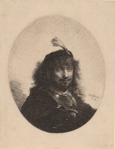 Autoritratto con cappello piumato e sciabola abbassata da Rembrandt van Rijn