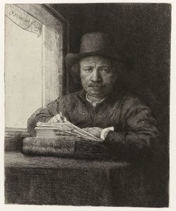 Autoritratto, Incisione alla finestra da Rembrandt van Rijn