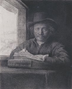 Autoritratto, Incisione alla finestra, 1648 da Rembrandt van Rijn