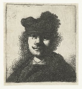 Autoritratto con berretto e mantello scuro: busto da Rembrandt van Rijn