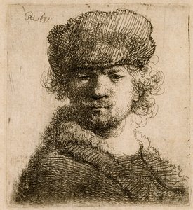 Autoritratto con un pesante cappello di pelliccia: busto, 1631 da Rembrandt van Rijn