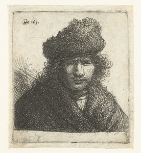 Autoritratto con cappello di pelliccia inclinato: busto da Rembrandt van Rijn