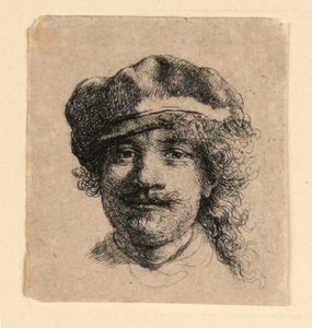 Autoritratto con berretto morbido: viso intero, solo testa da Rembrandt van Rijn