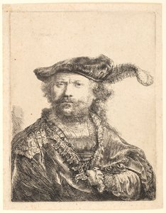Autoritratto con Berretto di Velluto e Piuma da Rembrandt van Rijn