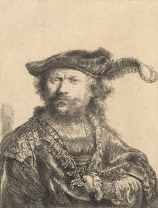 Autoritratto con Berretto di Velluto con Piuma, 1638 da Rembrandt van Rijn